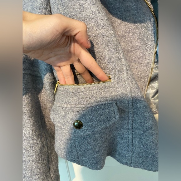 Banana Republic Wool Blend Moto Jacket, Grey & Gold Size Small - Picture 7 of 9